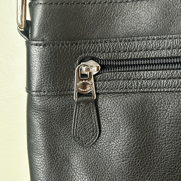 Coach Houston Map Bag black pebble leather messenger purse crossbody - Picture 8 of 16